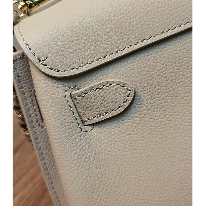 Louis Vuitton LV Women Lockme Ever Mini Handbag Greige Grained Calf Leather (3)