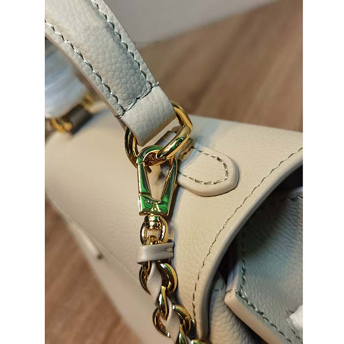 Louis Vuitton LV Women Lockme Ever Mini Handbag Greige Grained Calf Leather (4)