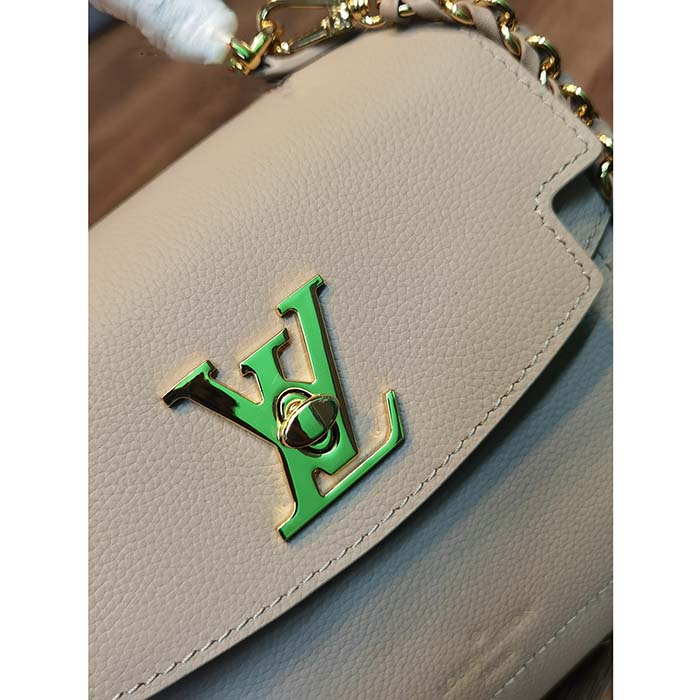 LOUIS VUITTON Soft Calfskin Mini My Lockme Chain Pochette Greige 685882