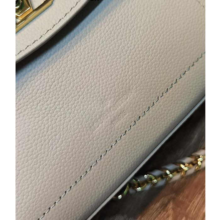 Louis Vuitton LV Women Lockme Ever Mini Handbag Greige Grained Calf Leather (6)