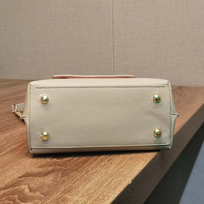 Louis Vuitton LV Women Lockme Ever Mini Handbag Greige Grained Calf Leather (7)