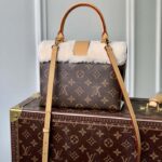 Louis Vuitton LV Women Locky BB Handbag Beige Brown Monogram Coated Canvas Shearling - Image 4