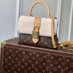 Louis Vuitton LV Women Locky BB Handbag Beige Brown Monogram Coated Canvas Shearling - Image 2