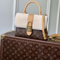 Louis Vuitton LV Women Locky BB Handbag Beige Brown Monogram Coated Canvas Shearling (10)