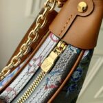 Louis Vuitton LV Women Loop Baguette Handbag Blue Coated Canvas - Image 8