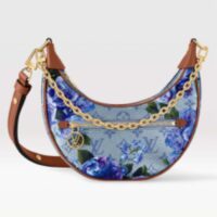 Louis Vuitton LV Women Loop Baguette Handbag Blue Coated Canvas (3)