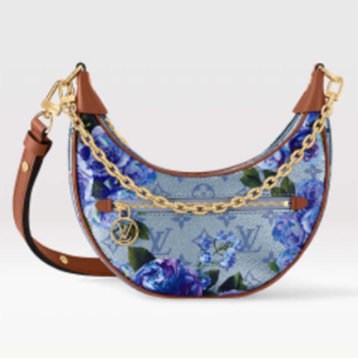 Louis Vuitton LV Women Loop Baguette Handbag Blue Coated Canvas