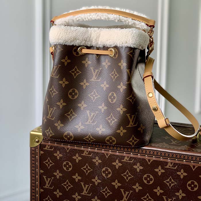 Louis Vuitton Neonoe BB Brown in Coated Canvas/Shearling with Gold