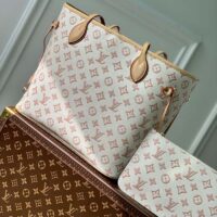 Louis Vuitton LV Women Neverfull MM Tote Bag Beige Monogram Coated Canvas (3)