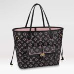 Borsa tote Louis Vuitton LV Neverfull MM da donna in tela rivestita con monogramma nera