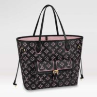 Louis Vuitton LV Women Neverfull MM Tote Bag Black Monogram Coated Canvas (1)