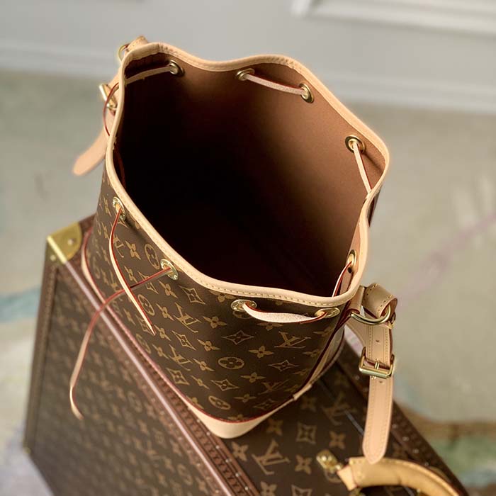 Louis Vuitton LV Women Noé BB Bucket Bag Monogram Coated Canvas Cowhide Leather (10)