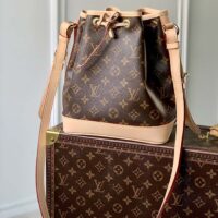 Louis Vuitton LV Women Noé BB Bucket Bag Monogram Coated Canvas Cowhide Leather (2)