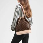 Louis Vuitton LV Women Noé Bucket Bag Brown Monogram Coated Canvas Cowhide Leather - Image 11