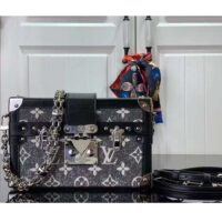 Louis Vuitton LV Women Petite Malle Handbag Gray Denim Textile Jacquard (1)