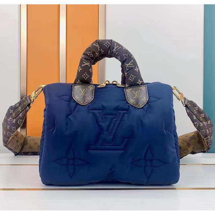 Louis Vuitton LV Women Pillow Speedy Bandoulière 25 Handbag Navy Blue Monogram Coated Canvas (1)