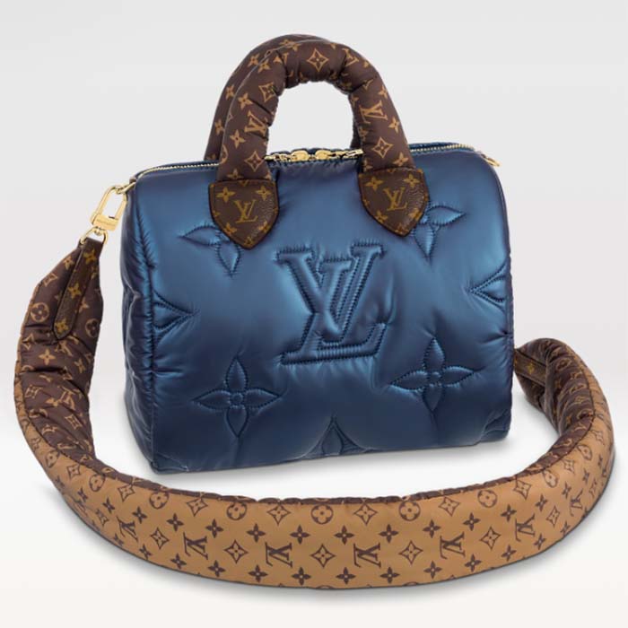 Louis Vuitton LV Women Pillow Speedy Bandoulière 25 Handbag Navy Blue Monogram Coated Canvas