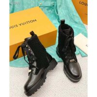 Louis Vuitton LV Women Territory Flat Ranger Black Calf Leather Wool (10)