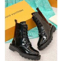 Louis Vuitton LV Women Territory Flat Ranger Black Patent Calf Leather Treaded Rubber (4)