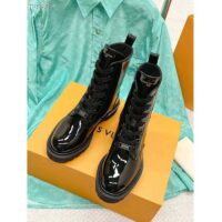 Louis Vuitton LV Women Territory Flat Ranger Black Patent Calf Leather Treaded Rubber (4)