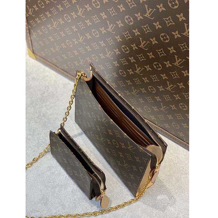Louis Vuitton LV Women Toiletry Pouch On Chain Monogram Coated Canvas Cowhide (10)