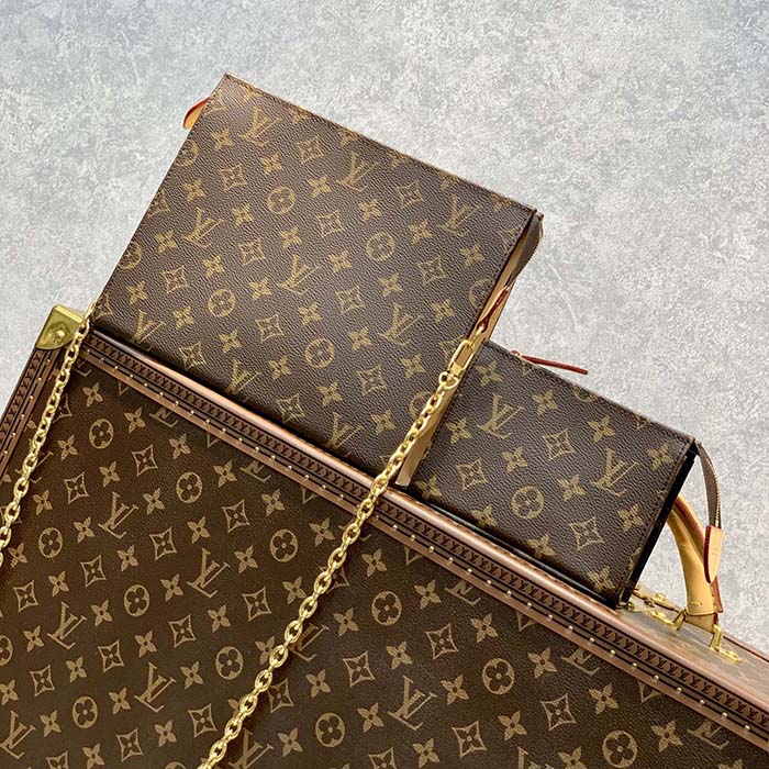 Louis Vuitton LV Women Toiletry Pouch On Chain Monogram Coated Canvas Cowhide (4)