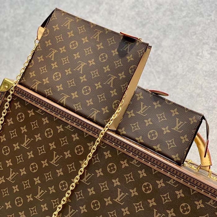 Louis Vuitton LV Women Toiletry Pouch On Chain Monogram Coated Canvas Cowhide (5)