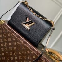 Louis Vuitton LV Women Twist MM Handbag Black Epi Grained Cowhide (1)