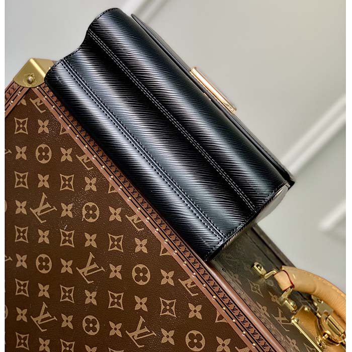 Louis Vuitton LV Women Twist MM Handbag Black Epi Grained Cowhide (7)