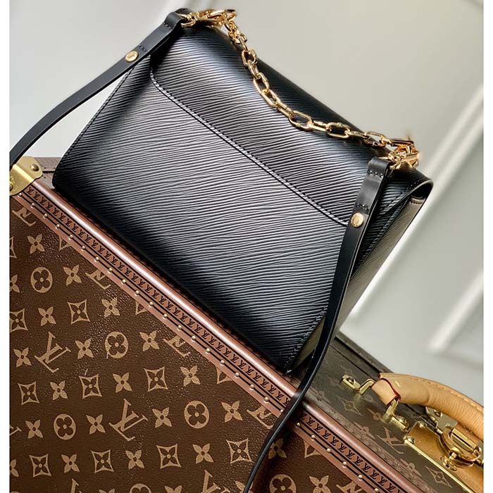 Louis Vuitton LV Women Twist MM Handbag Black Epi Grained Cowhide (8)