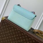 Louis Vuitton LV Women Twist MM Handbag Blue Grained Calfskin Leather - Image 4