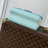 Louis Vuitton LV Women Twist MM Handbag Blue Grained Calfskin Leather (5)