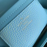 Louis Vuitton LV Women Twist MM Handbag Blue Grained Calfskin Leather (5)