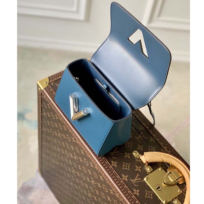 Louis Vuitton LV Women Twist PM Handbag Toledo Blue Epi Grained Cowhide (3)