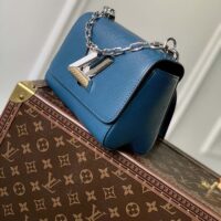 Louis Vuitton LV Women Twist PM Handbag Toledo Blue Epi Grained Cowhide (9)