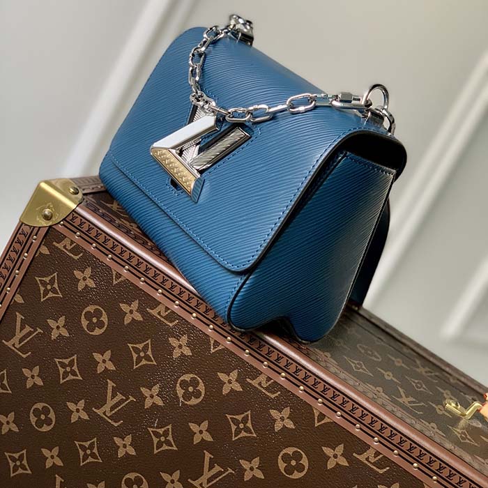 Louis Vuitton LV Women Twist PM Handbag Toledo Blue Epi Grained Cowhide (4)