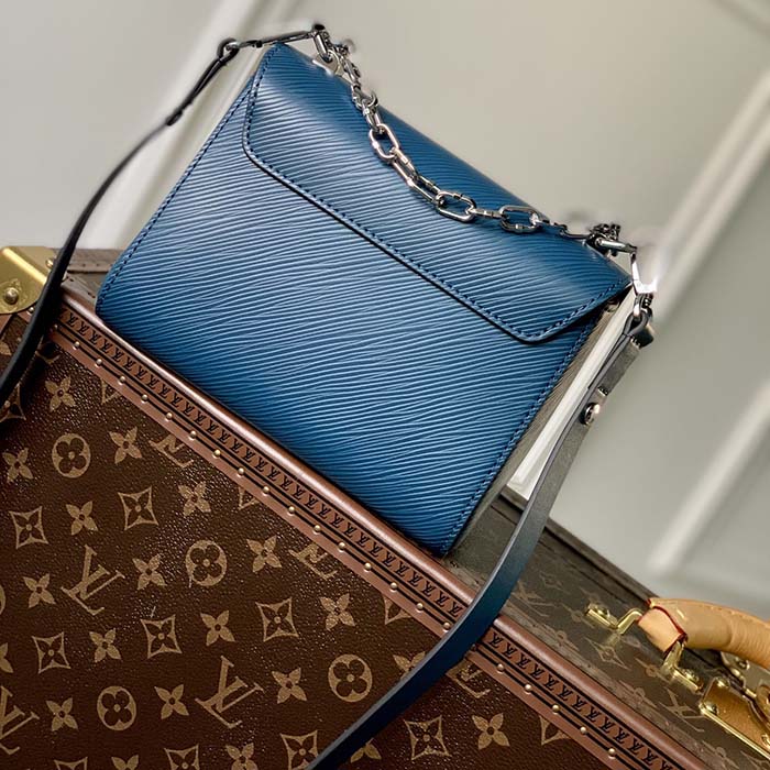 Louis Vuitton LV Women Twist PM Handbag Toledo Blue Epi Grained Cowhide (5)