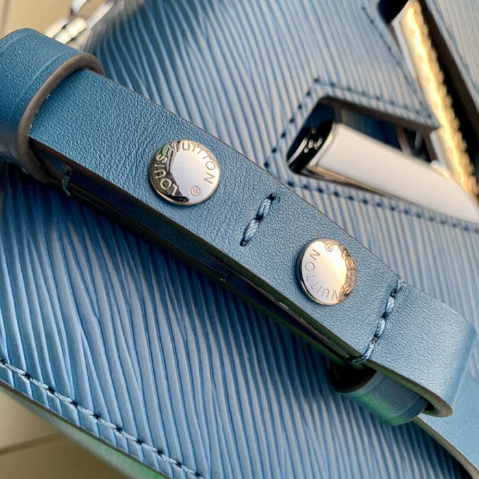 Louis Vuitton LV Women Twist PM Handbag Toledo Blue Epi Grained Cowhide (8)