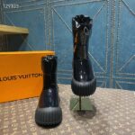 Louis Vuitton Unisex LV Ruby Flat Half Boot Black Vinyl Elastic Stopper Rubber - Image 4