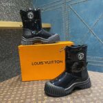Louis Vuitton Unisex LV Ruby Flat Half Boot Black Vinyl Elastic Stopper Rubber - Image 5