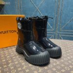 Louis Vuitton Unisex LV Ruby Flat Half Boot Black Vinyl Elastic Stopper Rubber - Image 2