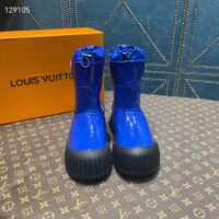 Louis Vuitton Unisex LV Ruby Flat Half Boot Electric Blue Vinyl Elastic Stopper Rubber (1)