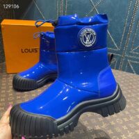 Louis Vuitton Unisex LV Ruby Flat Half Boot Electric Blue Vinyl Elastic Stopper Rubber (1)