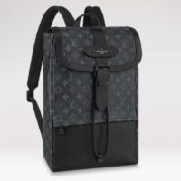 Louis Vuitton Unisex Saumur Backpack Monogram Eclipse Coated Canvas Black Cowhide Leather (3)