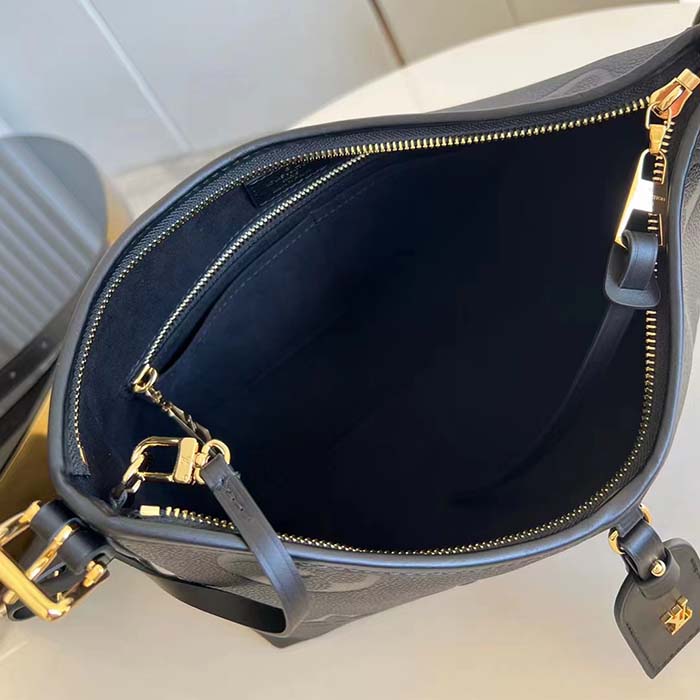 Louis Vuitton Women LV CarryAll PM Handbag Black Embossed Supple Grained Cowhide (1)