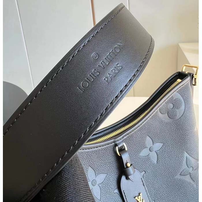 Louis Vuitton Women LV CarryAll PM Handbag Black Embossed Supple Grained Cowhide (9)