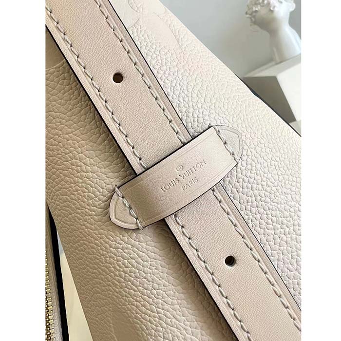 Louis Vuitton Women LV CarryAll PM Handbag Crème Beige Embossed Supple Grained Cowhide (1)