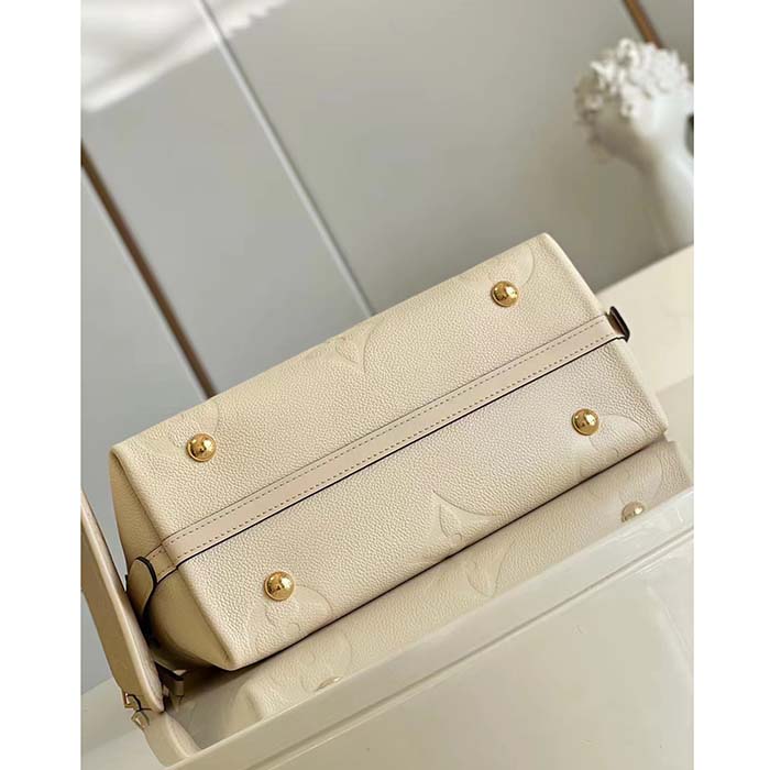 Louis Vuitton Women LV CarryAll PM Handbag Crème Beige Embossed Supple Grained Cowhide (10)