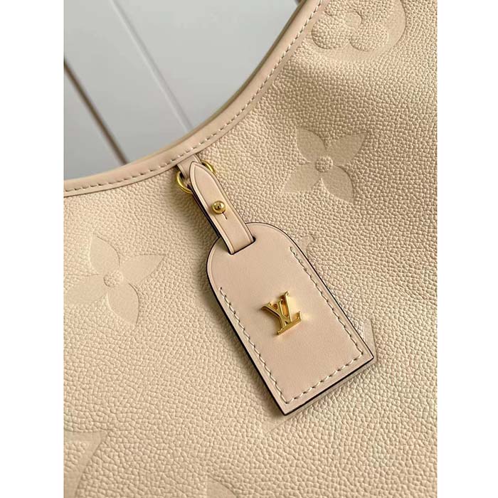 Louis Vuitton Women LV CarryAll PM Handbag Crème Beige Embossed Supple Grained Cowhide (3)