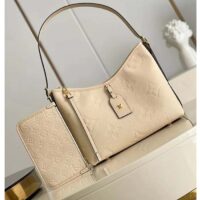 Louis Vuitton Women LV CarryAll PM Handbag Crème Beige Embossed Supple Grained Cowhide (7)